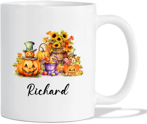 Miniatura 11 de Taza de café blanca personalizada de Halloween Besties, Besties Forever y 3 tazas de café Boo de 11 onzas y 15 onzas, bonita taza de cerámica Boo