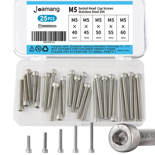Miniatura 10 de M5 x 10 mm, 14 mm, 18 mm, 20 mm, 25 mm Tornillos de cabeza hexagonal, Acero inoxidable 304, unidad hexagonal Allen métrica, acabado brillante