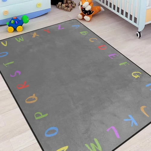 Miniatura 53 de Alfombra para Niños, Alfombra de Oruga Arcoíris ABC Letras del Alfabeto Tapete Educativo - 5x7 Pies Alfombra de Área de Aprendizaje con Respaldo