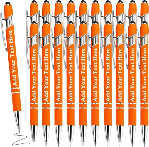 Miniatura 29 de Bolígrafos personalizados a granel grabados personalizados con punta de lápiz capacitivo, bolígrafos personalizados de tinta negra, regalos