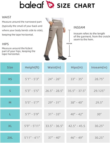 Miniatura 6 de BALEAF Pantalones cargo de senderismo con forro polar para mujer, impermeables, softshell y bolsillos con cremallera