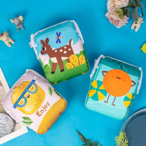 Miniatura 96 de Alva, Pañales de bebé para nadar, paquete de 2 unidades, talle único, reutilizable, lavable y ajustable de 0 a 36 meses. Tamaño de 10 a 40 lbs