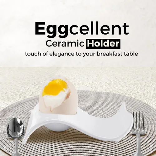 Miniatura 9 de Flexzion Taza de cerámica para huevos – 6 piezas de soporte duro para huevos duros y soporte para huevos hervidos suaves, taza de huevo blanco