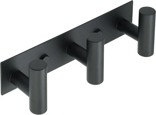 Alise - Perchero negro para sombreros y abrigos con 3 ganchos para montaje en pared | Self Adhesive or Wall Drilling,Wall Hooks for Hanging Robes,