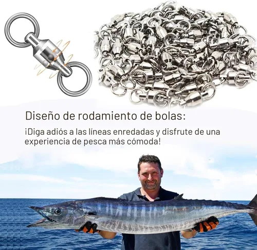 Miniatura 5 de AMYSPORTS Cojinete con Rodamiento de Bolas Conector de Alta Resistencia Anillos Soldados Sólidos de Acero Inoxidable Eslabones Giratorios para Pesca
