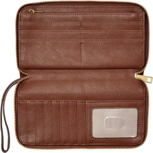 Miniatura 8 de Fossil Cartera Liza de piel con cremallera alrededor de la cartera con correa retráctil para la muñeca para mujer