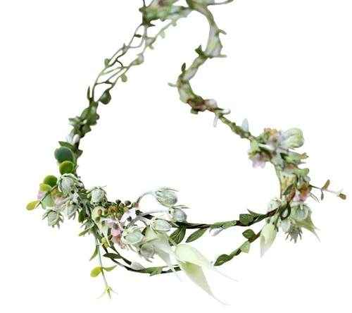 Miniatura 25 de Corona de flores de rosas para novia, diadema floral para el cabello, diadema de flores, halo bohemio con cinta, boda, fiesta, festival, fotos