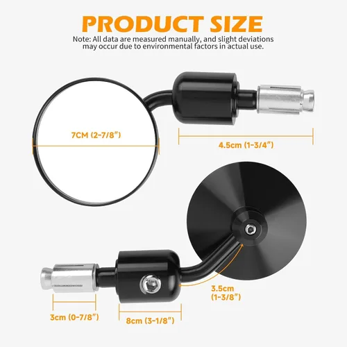 Miniatura 2 de Espejos laterales redondos para motocicleta de 7/8" en el extremo del manillar, compatibles con motos de calle, Cafe Racer, motos deportivas