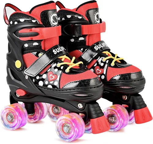 SULIFEEL - Patines ajustables para niños para niños de 3-5, 5-8, 6-12 años con ruedas iluminadas ajustables de 4 tamaños, el mejor regalo para niños