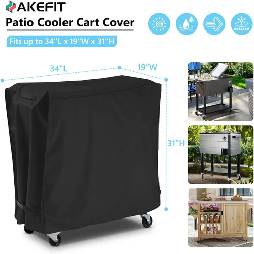 Miniatura 2 de AKEfit Cubierta para Carrito Enfriador de Patio, Cubierta Impermeable para Carrito de Hielera que se Ajusta a Hieleras Rodantes de Patio para Negro
