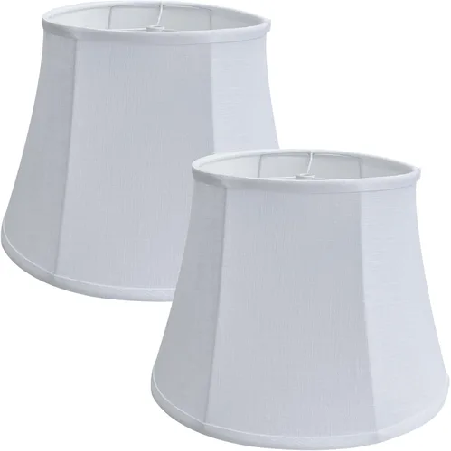 Miniatura 6 de Juego de dos pantallas Tootoo Star blancas para lámpara, juego de pantallas de tela de barril grandes para lámpara de pie y de mesa, 10 x 14 x 10