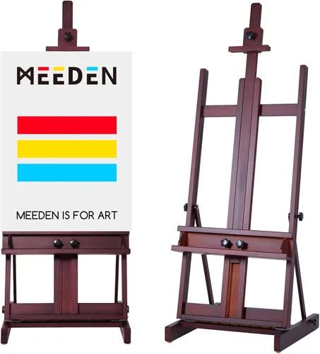 MEEDEN Caballete de pintura artística, caballete de estudio de madera de haya de 53 a 91 pulgadas de alto, soporta lienzo de 78 pulgadas, gran