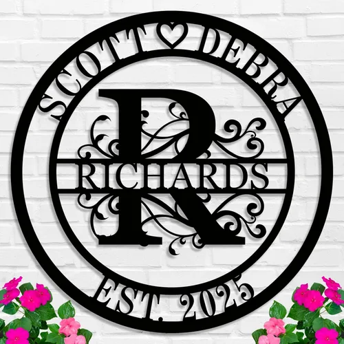 Miniatura 7 de Regalos de boda para parejas 2025, carteles personalizados con apellidos para el hogar, carteles de metal personalizados, decoración de pared