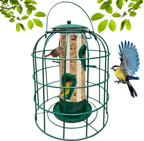 Miniatura 7 de Garden Guru - Comedero para pájaros a prueba de ardillas, para exteriores, con semillas de malla enjaulada, maní, para pájaros pequeños