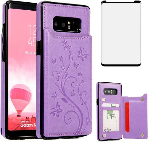 Miniatura 8 de Funda de teléfono para Samsung Galaxy Note 8 con protector de pantalla de vidrio templado y tarjetero con soporte para tarjetero, accesorios