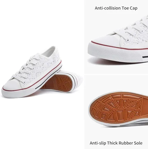 Miniatura 3 de ZGR - Tenis de lona para mujer a la moda con empeine de malla de punto y corte bajo de estilo casual