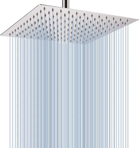 Miniatura 12 de Voolan - Regadera tipo lluvia de metal, cuadrada, de alto flujo, cobertura de cuerpo completo en cascada, montaje universal para techo o pared
