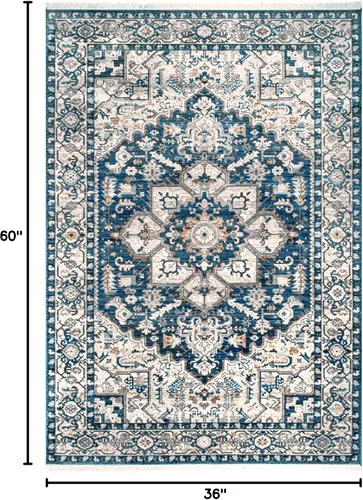 Miniatura 210 de NuLOOM - Alfombra con diseño de medallón, con flecos, modelo Ethel Harriet Marrón Claro