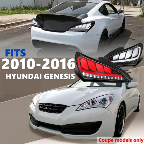 Miniatura 3 de Spec-D Tuning Negro carcasa transparente lente secuencial LED luces traseras para Hyundai Genesis Coupe 2Dr 2010-2016 Conjunto de luces traseras