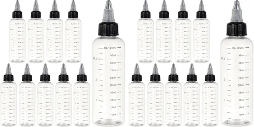 Miniatura 9 de BENECREAT Paquete de 12 botellas dispensadoras de plástico transparente de 3.7 fl oz con tapa giratoria y medición graduada para líquidos, tintas