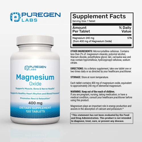 Miniatura 2 de Suplemento de óxido de magnesio de 400 mg [alta potencia] Paquete de 2 - Total de 240 tabletas