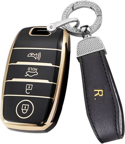 Miniatura 11 de ontto Funda para llave de automóvil de 4 botones compatible con Kia Forte Koup NIRO Optima Rio TPU llavero suave y duradero, color beige