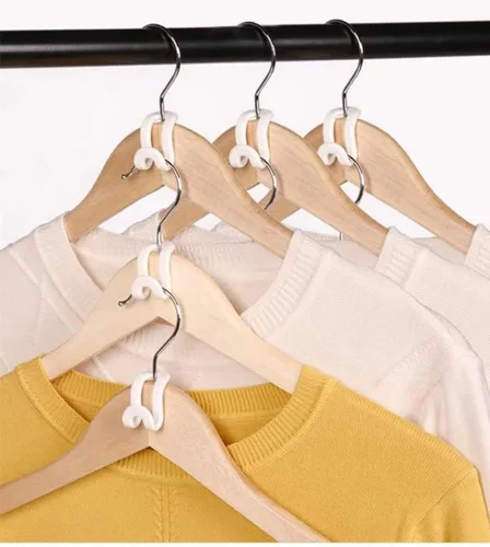 Miniatura 2 de Paquete de 70 ganchos para colgar ropa, mini gancho en cascada, resistente ahorro de espacio para armario (rosa)