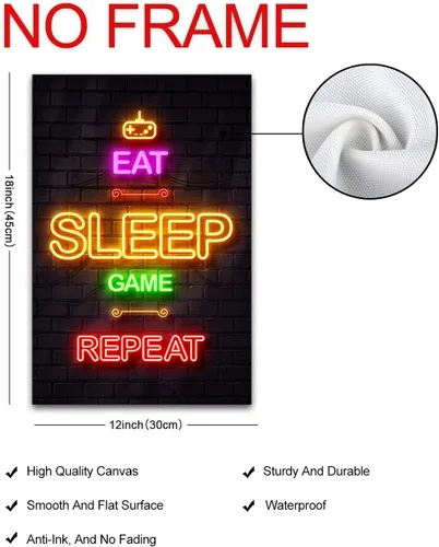 Miniatura 2 de LIFVEAN Pósteres de juegos para habitación de niños, decoración de pared para niños, decoración de dormitorio, póster de luz negra de videojuegos