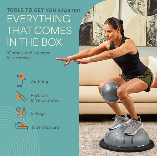 Miniatura 6 de Lifepro Half Balance Ball Trainer - Pelota de estabilidad para ejercicio, entrenamientos de cuerpo completo, gimnasio en casa y terapia física, Gris