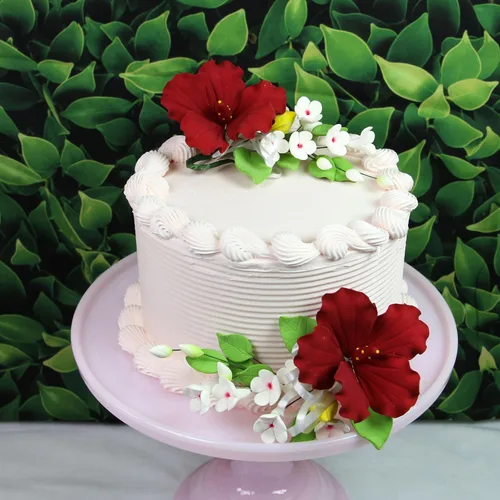 Miniatura 7 de Global Sugar Art Hibiscus Sugar Cake Flowers Spray Cake Topper Red Hawaiian Cake Flower, 1 unidad por el chef Alan Tetreault Rojo