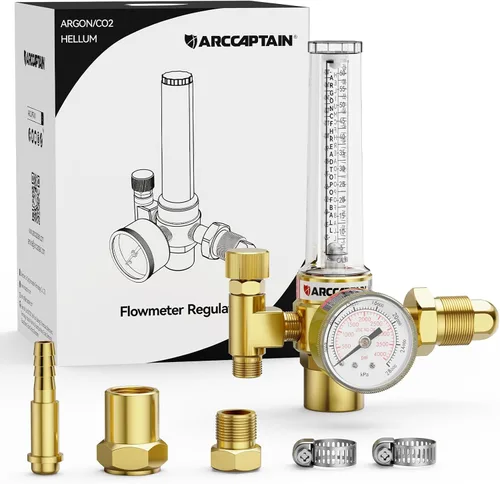 ARCCAPTAIN Regulador de Argón/CO2/Helio, Medidor de Flujo MIG y TIG Regulador de Gas Medidor de Soldadura, 0-4000 PSI, 0-180+ CFH, Conexión de