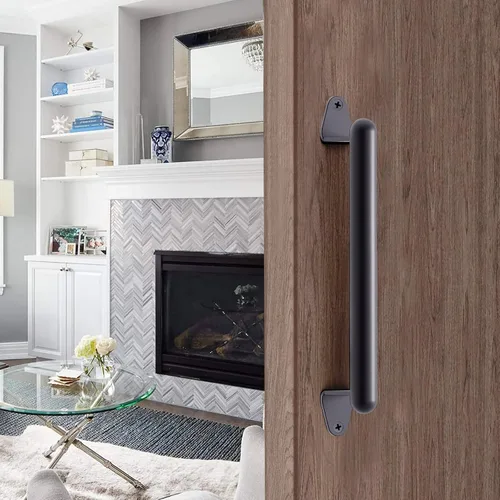 Miniatura 2 de SELEWARE Manija de puerta de granero, mango de puerta de metal resistente de 12 pulgadas para puerta corrediza de garaje de granero, barra