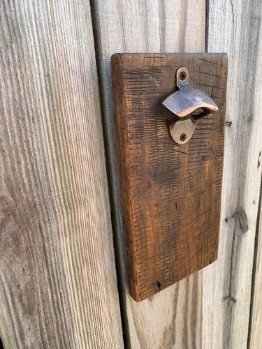 Miniatura 2 de Rustic Farmhouse Bottle Opener with Oil Rubbed Bronze Hardware - Includes Upgraded Magic Magnet Catch - Mancave, Bar, Outdoors