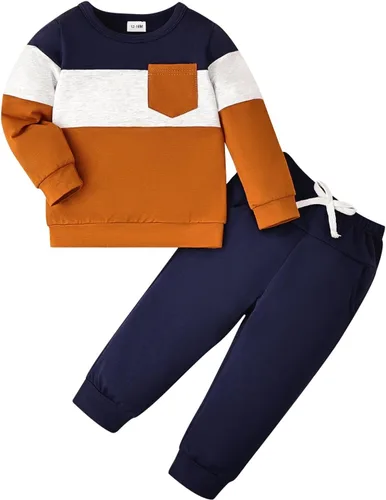 Miniatura 10 de Ropa de otoño e invierno para bebé, trajes de niño pequeño, sudadera de manga larga, sudadera de retazos y pantalones, 2 piezas, 12 meses a 5 años