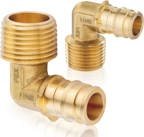 Miniatura 8 de Paquete de 2 accesorios HeSun PEX-A, codo de expansión de rosca NPT macho de 3/4 pulgadas PEX-A x 3/4 pulgadas, ASTM F1960098-2)