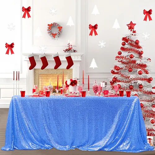 Miniatura 76 de Manteles redondos de lentejuelas negros para fiestas, de 121,9 cm, mantel redondo de purpurina ajustado, pequeño, lindo y dulce, para boda