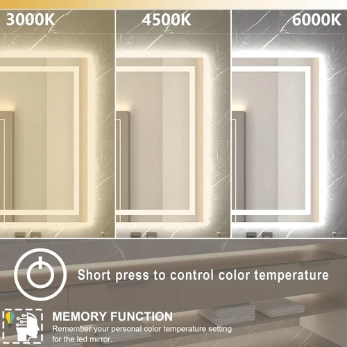 Miniatura 3 de Espejo LED para baño de 20 x 28 pulgadas, espejos de tocador de baño iluminados con luces, espejo antivaho más brillante con iluminación frontal