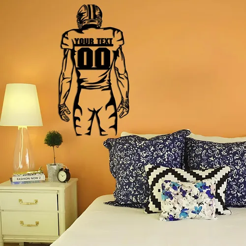GodLover Arte de pared de metal de fútbol personalizado de lujo, letrero con nombre personalizado, decoración de jugador, regalos de dormitorio,