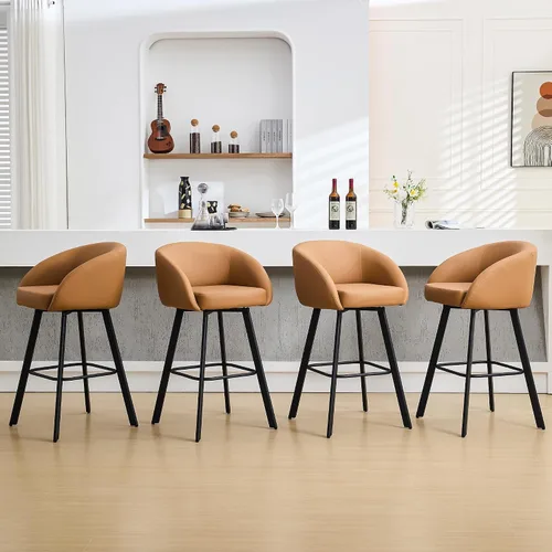 Miniatura 21 de FIRAVOE Juego de 2 taburetes de bar, taburetes de bar giratorios de altura de mostrador de 26", con respaldo y reposabrazos, taburetes de bar