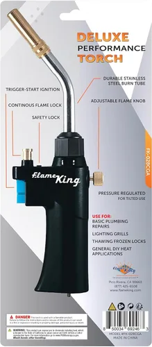 Miniatura 3 de Flame King FK-028CGA Cabeza de Antorcha de Propano de Alta Intensidad para Soldadura, Brasado, Fontanería, Iluminación de Carbón/Fogatas, Compatible