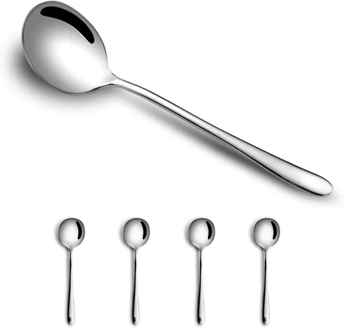 Miniatura 10 de Juego de 4 cucharas redondas de acero inoxidable, 6.88 pulgadas, pesadas, 4