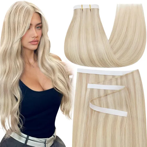 Miniatura 49 de Moresoo Extensiones de cabello humano real con cinta adhesiva, sin costuras, #1 negro azabache, 20 piezas, 1.76 oz (50 g), 24 pulgadas