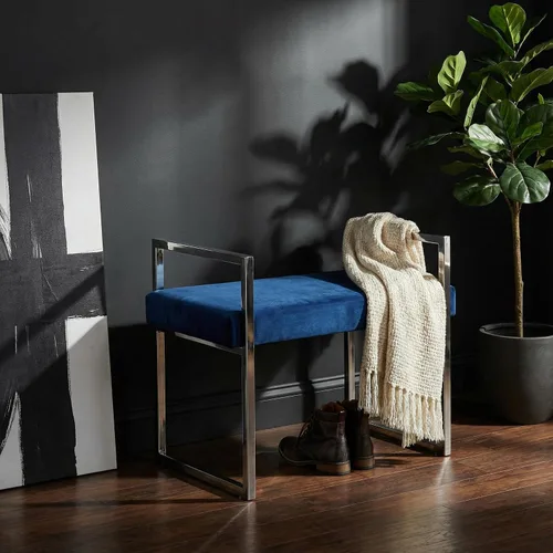 Miniatura 9 de Cortesi Home Anna Bench Ottoman, 24 pulgadas, azul