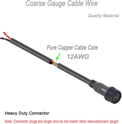 Miniatura 3 de Conector LED impermeable de 2 pines con conector macho hembra de 2 cables pesados, con cable de extensión pesado de 12 AWG de 25CM IP68, para barco