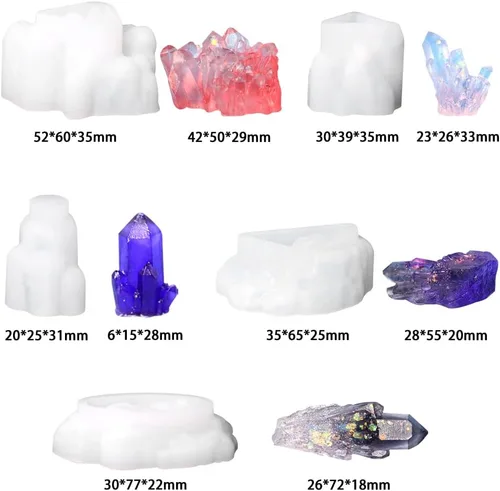 Miniatura 5 de 11 moldes de resina de racimo de cristal, moldes de silicona de roca de cuarzo, diferentes formas, moldes de resina epoxi, piedras preciosas