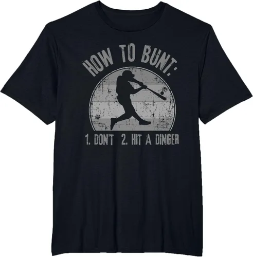 Miniatura 46 de Cómo Bunt Don't Hit A Dinger - Camiseta divertida de béisbol y sóftbol, Negro, S