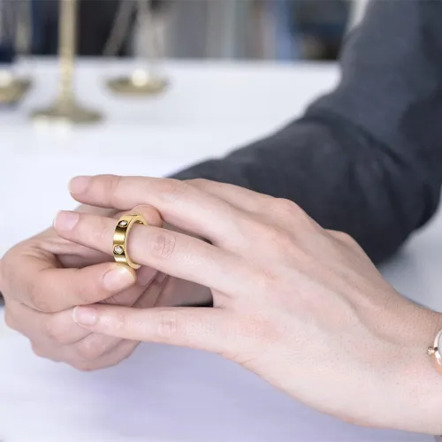 Miniatura 6 de Anillos de amor de la amistad chapados en oro de 18 quilates con circonita cúbica de acero inoxidable, anillos de promesa de boda, anillos de amor
