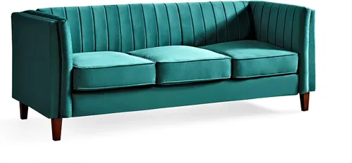 Miniatura 13 de Container Furniture Direct Sofá moderno de terciopelo de lujo para sala de estar con espuma de alta densidad, tapicería de tela suave, cojines