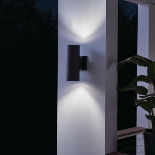 Miniatura 7 de Kichler Cylinders - Aplique de pared para exteriores de 12 pulgadas en negro, lámpara de pared exterior de 2 luces, accesorio cilíndrico