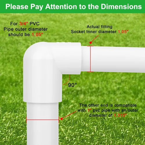 Miniatura 2 de 8Pack 1" x 3/4" PVC Increaser/Reducer 90 Degree Elbow PVC Pipe Fittings (Socket x Socket) Schedule 40 PVC Slip Reducing 90° Elbow Pipe Fittings for